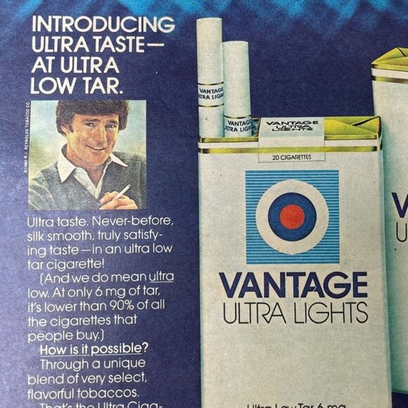 Vintage 1970s Vantage Ultra Lights Cigarettes u Ad Print Full Page Original - Picture 4 of 8
